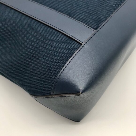 Michael Kors Navy Fulton Textured Canvas and Leather Trim Medium Tote - Picture 8 of 11